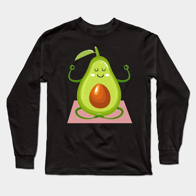 Avocado Yoga Pose Meditation Funny T Shirt Men Women Long Sleeve T-Shirt by crosszcp2